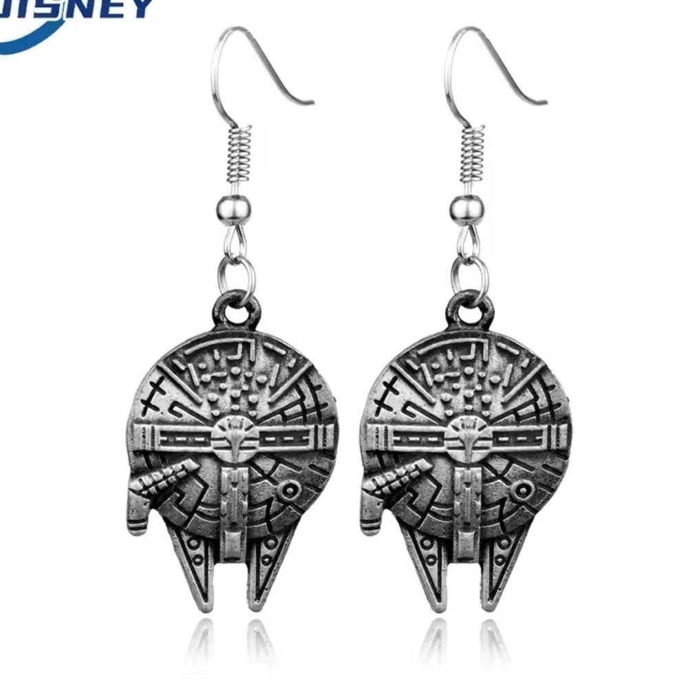 Star Wars Millennium Falcon Gun Metal Drop Earrings - Picture 2 of 7